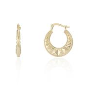 9ct Yellow Gold Modern Aztec Creole Earrings image