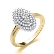 9ct Marquise shaped round brilliant cut diamond cluster ring image