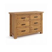 Ailbhe Wide 6 Drawer Oak Chest of Drawers image