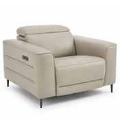 Cassara Light Grey Leather Electric Recliner Armchair image