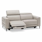 Cassara Light Grey Leather 3 Seater Electric Recliner Sofa image