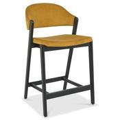 Chambery Retro Velvet Bar Stool - Yellow image