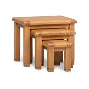 Dunloe Solid Oak Nest of 3 Tables