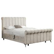 Corona Velvet Ottoman Bed with Chanel Tufting - Beige / "4'6"" Standard Double" image