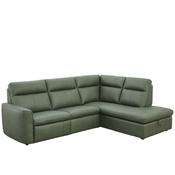 Deirdre Green Leather 3 Seater Corner Sofa - Right-hand facing image