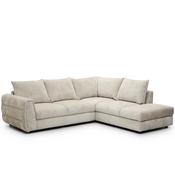 Denzel 3 Seater Cream Fabric Corner Sofa with Chaise - Right-hand facing