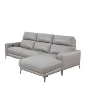 Fionn Grey Leather 3 Seater Chaise Sofa - Right-hand facing image