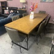Idris Oak 2.2M Dining Table &amp; 6 Idris Dining Chairs - Clearance Bundle image
