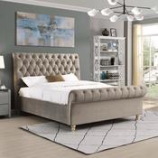 Kilshanny Tufted Velvet Sleigh Bed - Mink / 6' Super King image