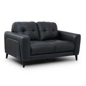 Manhattan Tufted Black Leather 2 Seater Sofa