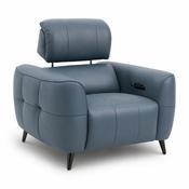 Mosley Blue Leather Electric Recliner Armchair image