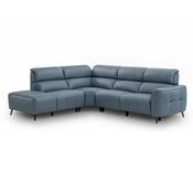 Mosley Blue Leather Electric Recliner Corner Sofa image