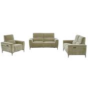 Prudence Green Fabric Electric Recliner Sofa Set - 3 Seater