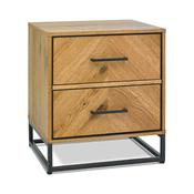Riva Rustic Oak and Metal 2 Drawer Nightstand image