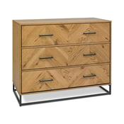 Riva Rustic Oak and Metal 3 Drawer Chest of Drawers image
