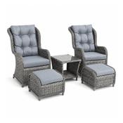 Sardinia Grey Rattan 5 Piece Lounge Set with Footstools image