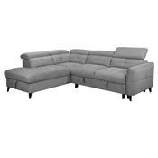 Schull Grey Fabric Corner Sofa Bed with Storage - Left-hand facing image