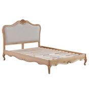Versailles Carved Oak Bed Frame with Upholstered Headboard image