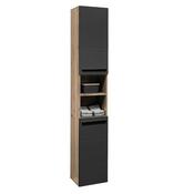 Vista Tall Bathroom Cabinet in Oak &amp; Matt Black image