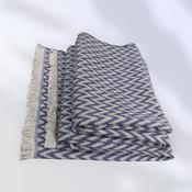 Corona Grey &amp;amp; Navy Wool Long Scarf With Short Fringe