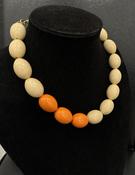 Corona Orange &amp;amp; Beige Large Chunky Circular Beaded Necklace