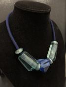 Corona Short Blue Rope Necklace With Chunky Blue Beads