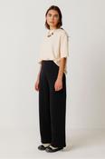 SKFK Black Wide Leg Ribbed Asua Gots Trousers With An Elasticated Waistband image