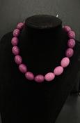 Corona Burgundy &amp;amp; Dusky Pink Chunky Oval Beaded Short Necklace