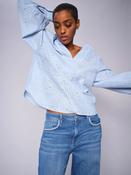 Mos Mosh Skyway light blue Yen Sina Oversized Lace Blouse With Long Sleeves
