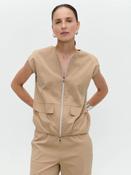 Jane Lushka Sand Sleeveless Zipped Summer Costante Cotton Jacket