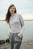 Jane Lushka Silver Crew Neck Knitted Jumper With Shiny Alpaca Blended Wool