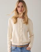 Summum Ivory Knitted Cardigan With Frill Detail