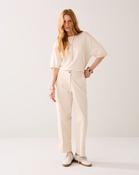 Summum Cream Cropped Straight Leg Trousers with Turn-Up image