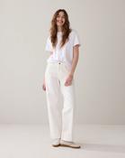 Summum Soft White Denim Wide Leg Jean With Turn Ups image