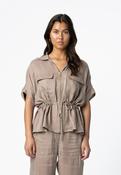 Coster Copenhagen Taupe Oversized Blouse Jacket With Adjustable Waist Tie image