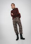 Jane Lushka Wine Nicola Check Pants With Tapered Leg image
