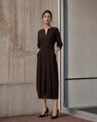 Jane Lushka Brown Technical Jersey Long Gaara Dress