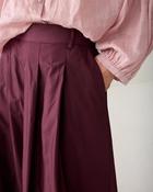 Summum Plum High-Waisted Taffeta Pleated Skirt