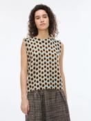 Iblues Cream Knitted Iblfune Vest With Brown &amp;amp; Blue Polka Dots