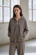 Jane Lushka Taupe Golia Zipped Hooded Bomber