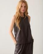 Summum Chocolate Brown Sleeveless Faux Leather Tank Top