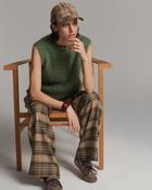 Summum Camel &amp;amp; Thyme Green Check Wide Leg Trousers image