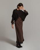 Summum Dark Brown Wrap Boat Neck Jumper