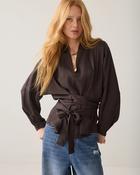 Summum Chocolate Brown Flowy Wrap Top