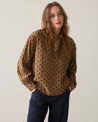Summum Golden Brown Dot Bow Blouse