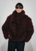 Jane Lushka Wine Bordeaux Short Faux Fur Jacket