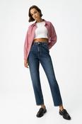 MOM_130- Dark Blue Denim Mom Jeans image