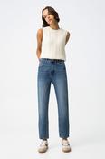 MOM_130- Tapered Mom Jeans-Medium Blue Denim image