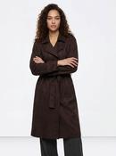 Suez_2 Long Faux Suede Coat-Chocolate image