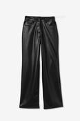 Iabella_1 Faux Leather Wide Leg Trousers- Black image